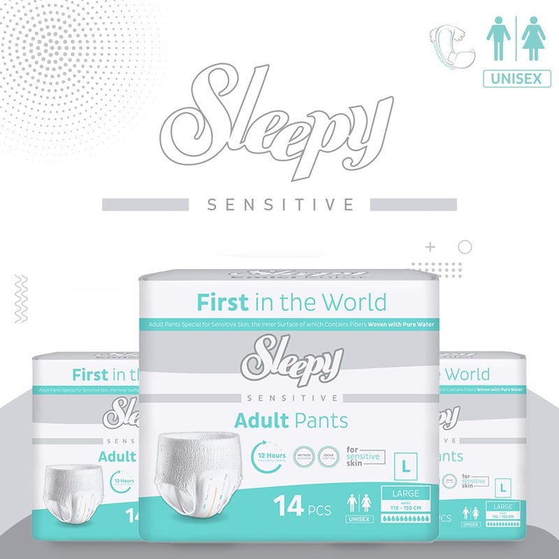 Sleepy Sensitive Adult Pants - Large (110–150 CM) - 42 Count - Unisex Pull-Up Diapers for Sensitive Skin - Image 2